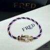 FRED Force 10 Bracelet in Rose Gold, Medium Size with Black and White Gemstones, Steel Cord Design