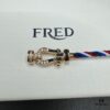FRED Force 10 Bracelet in Rose Gold, Medium Size with Black and White Gemstones, Steel Cord Design