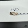 FRED Force 10 Bracelet in Rose Gold, Medium Size with Black and White Gemstones, Steel Cord Design