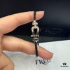 FRED Force 10 Bracelet in Rose Gold with Black and White Gemstones, Medium Size, Steel Cable Design