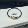 FRED Force 10 Bracelet in Rose Gold with Black and White Gemstones, Medium Size, Steel Cable Design