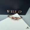 FRED Force 10 Bracelet in Rose Gold, Medium Size with Ruby Cabochon and Stainless Steel Cable