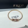 FRED Force 10 Bracelet in Rose Gold, Medium Size with Ruby Cabochon and Stainless Steel Cable