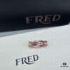FRED Force 10 Bracelet in Rose Gold with Ruby Cabochon, Medium Size, Steel Cable Design