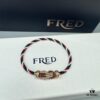 FRED Force 10 Bracelet in Rose Gold with Ruby Cabochon, Medium Size, Steel Cable Design