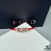 FRED Force 10 Bracelet in Rose Gold with Ruby, Medium Size, Red Sapphire Model, Steel Cord Design