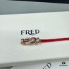 FRED Force 10 Bracelet in Rose Gold with Ruby, Medium Size, Red Sapphire Model, Steel Cord Design