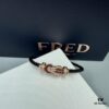 FRED Force 10 Bracelet in Rose Gold, Medium Size with Ruby Cabochon and Steel Cable