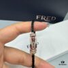 FRED Force 10 Bracelet in Rose Gold, Medium Size with Ruby Cabochon and Steel Cable