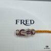 FRED Force 10 Bracelet in Rose Gold, Medium Size with Ruby Cabochon and Stainless Steel Cord
