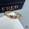 FRED Force 10 Bracelet in Rose Gold, Medium Size with Ruby Cabochon and Stainless Steel Cord