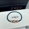 FRED Force 10 Bracelet in Rose Gold with Ruby, Medium Size, Red Gemstone Slide Buckle, Steel Cable Design