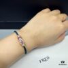 FRED Force 10 Bracelet in Rose Gold with Ruby, Medium Size, Red Gemstone Slide Buckle, Steel Cable Design