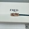 FRED Force 10 Bracelet in Rose Gold with Ruby, Medium Size, Red Gemstone Slide Buckle, Steel Cable Design