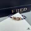 FRED Force 10 Bracelet in Rose Gold, Medium Size with Ruby Cabochon and Steel Cable