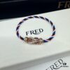 FRED Force 10 Bracelet in Rose Gold, Medium Size with Ruby Cabochon and Steel Cable