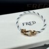 FRED Force 10 Bracelet in Rose Gold, Medium Size with Black and White Gemstones, Steel Cord Design