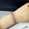 FRED Force 10 Bracelet in Rose Gold, Medium Size with Ruby Cabochon and Steel Cable
