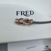 FRED Force 10 Bracelet in Rose Gold with Ruby, Medium Size, Red Sapphire Cabochon, Steel Cable Design