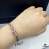 FRED Force 10 Bracelet in Rose Gold with Ruby, Medium Size, Red Sapphire Cabochon, Steel Cable Design