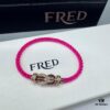 FRED Force 10 Bracelet in Rose Gold with Ruby, Medium Size, Red Sapphire Model, Steel Cord Version