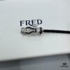 FRED Force 10 Bracelet in Platinum Medium Size with Panda Motif, Black and White Design, Steel Clasp and Black Cord