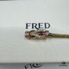 FRED Force 10 Bracelet in Rose Gold, Medium Size with Ruby Cabochon, Steel Cable Design