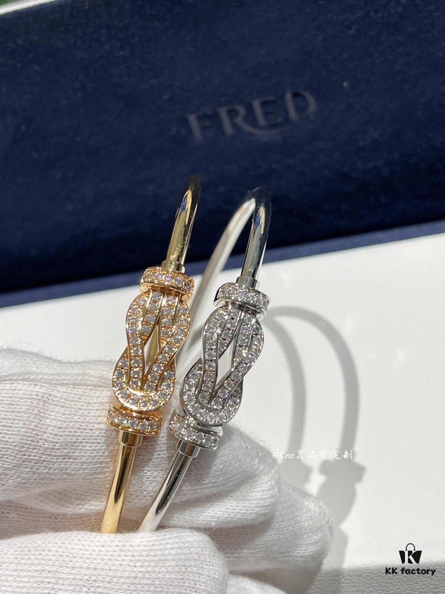 FRE*D Full Diamond Infinity Buckle Rigid Tube Bracelet, CNC Precision Carved, Hollow Tube Lightweight Design