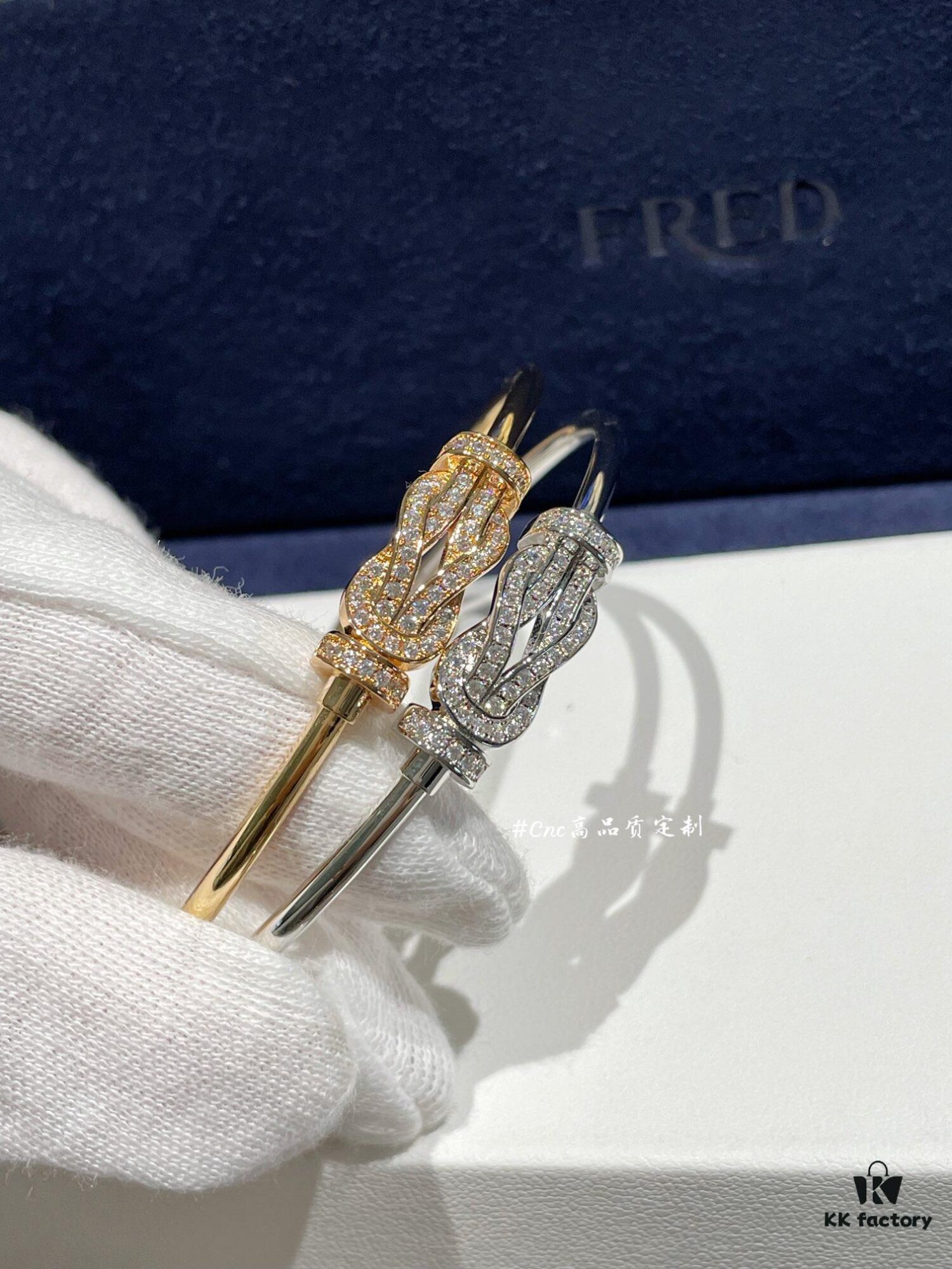 FRE*D Full Diamond Infinity Buckle Rigid Tube Bracelet, CNC Precision Carved, Hollow Tube Lightweight Design