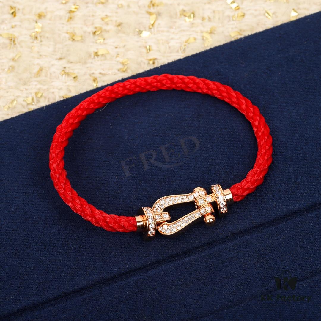 F&ED Saddle Red String Bracelet, Perfect Couple's Choice, Must-Have! Horsehoof Clasp Design Symbolizing Perfection and Reunion
