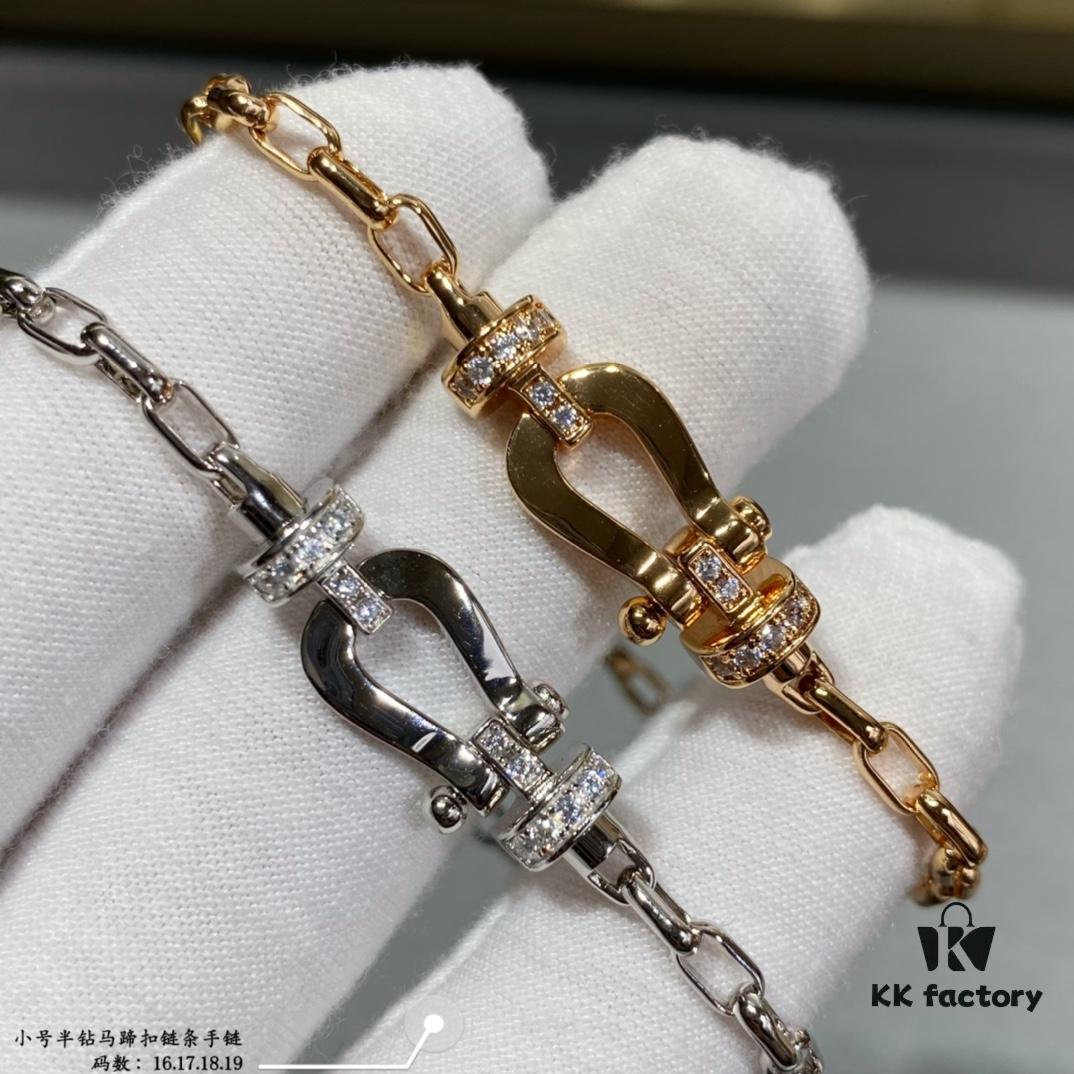 New Arrival ❤️ Fred Style Small Half-Diamond Horseshoe Link Chain Bracelet – Luxury Fashion Exquisite Design
