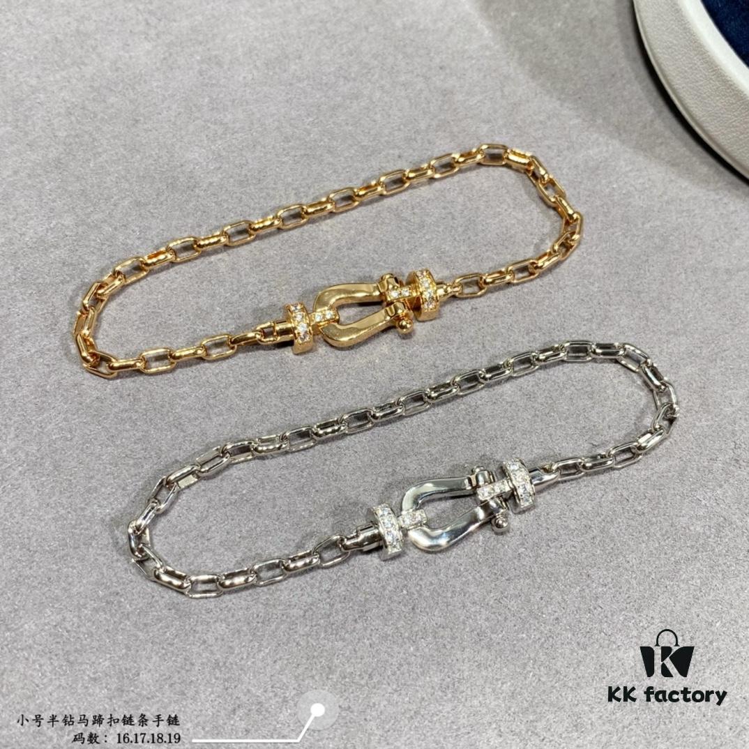 New Arrival ❤️ Fred Style Small Half-Diamond Horseshoe Link Chain Bracelet – Luxury Fashion Exquisite Design