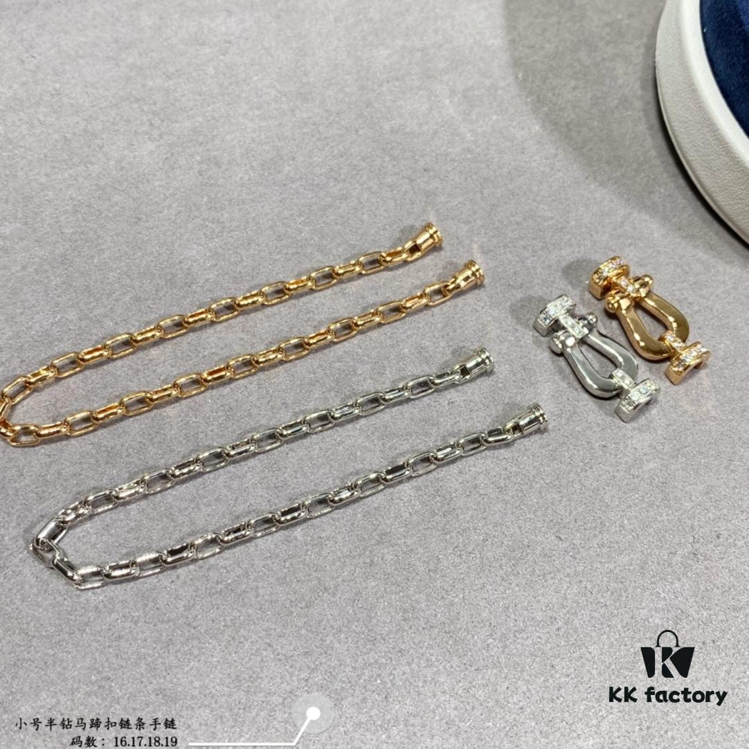 New Arrival ❤️ Fred Style Small Half-Diamond Horseshoe Link Chain Bracelet – Luxury Fashion Exquisite Design