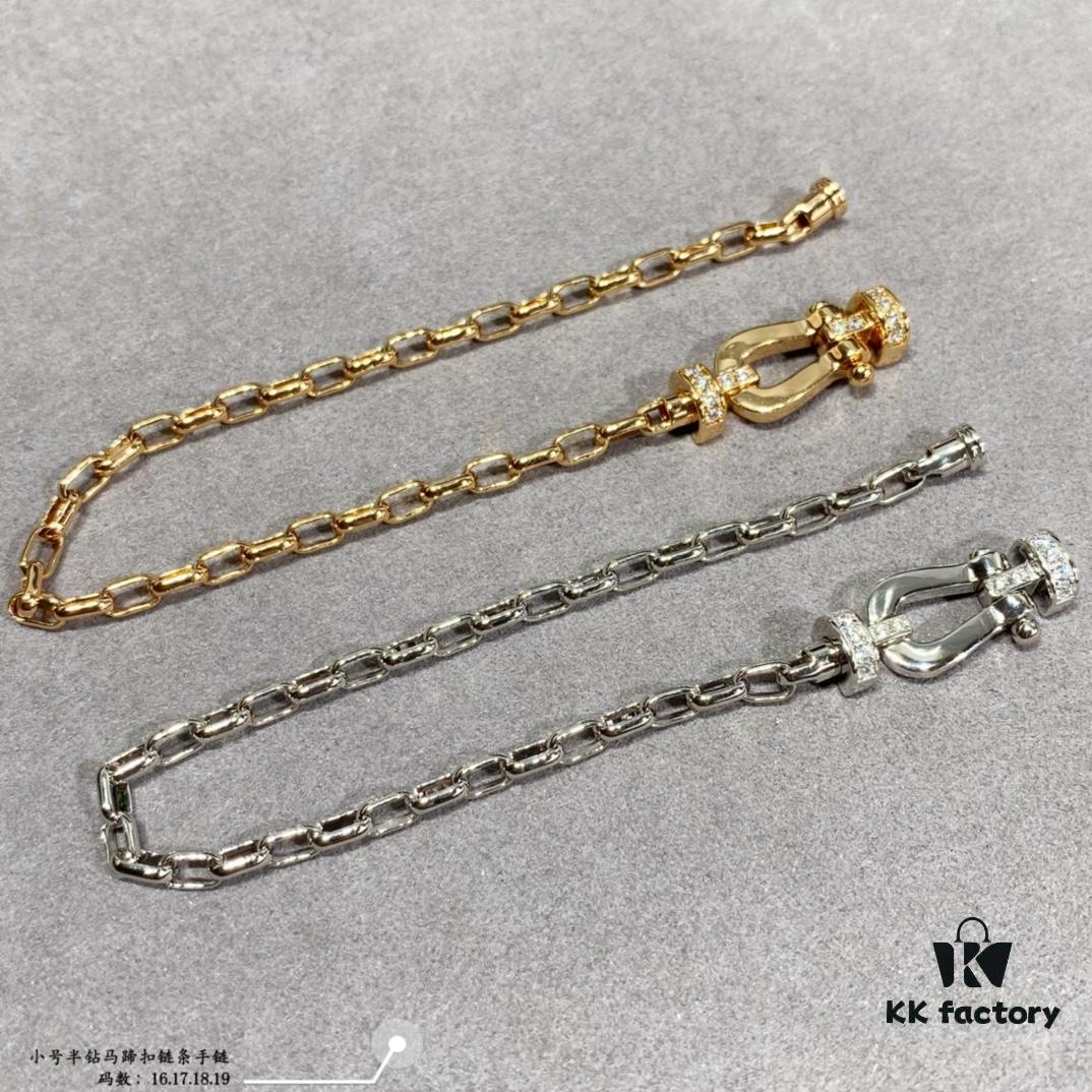 New Arrival ❤️ Fred Style Small Half-Diamond Horseshoe Link Chain Bracelet – Luxury Fashion Exquisite Design