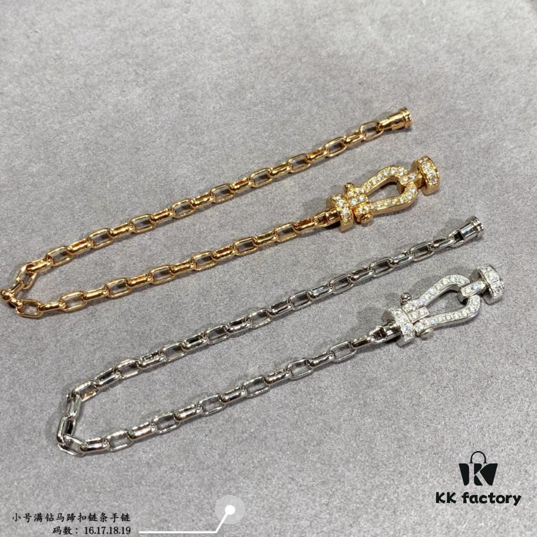 New Arrival Fred-inspired Small Full Diamond Horseshoe Charm Chain Bracelet – Luxury Fashion Elegant High-end Custom Design, Thickened 18K Gold Plated, Precision Micro-Inlay, Must-have for Trendsetters and Influencers