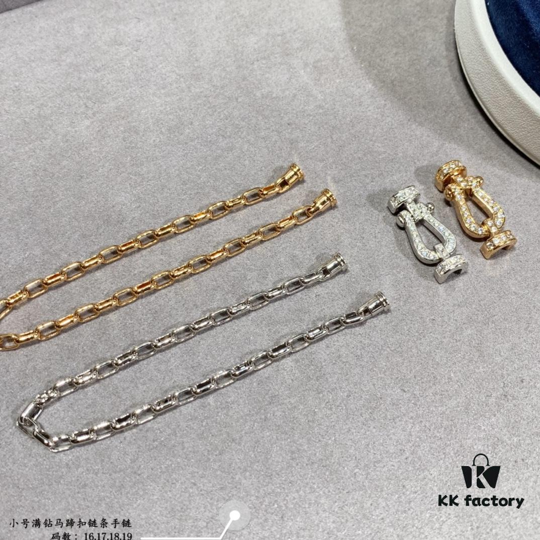 New Arrival Fred-inspired Small Full Diamond Horseshoe Charm Chain Bracelet – Luxury Fashion Elegant High-end Custom Design, Thickened 18K Gold Plated, Precision Micro-Inlay, Must-have for Trendsetters and Influencers