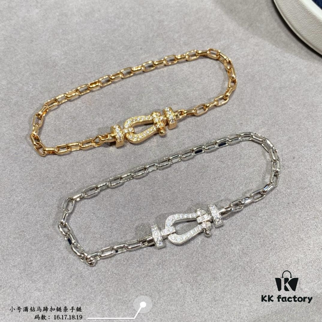 New Arrival Fred-inspired Small Full Diamond Horseshoe Charm Chain Bracelet – Luxury Fashion Elegant High-end Custom Design, Thickened 18K Gold Plated, Precision Micro-Inlay, Must-have for Trendsetters and Influencers