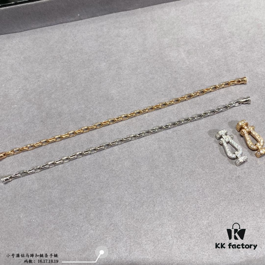 New Arrival Fred-inspired Small Full Diamond Horseshoe Charm Chain Bracelet – Luxury Fashion Elegant High-end Custom Design, Thickened 18K Gold Plated, Precision Micro-Inlay, Must-have for Trendsetters and Influencers