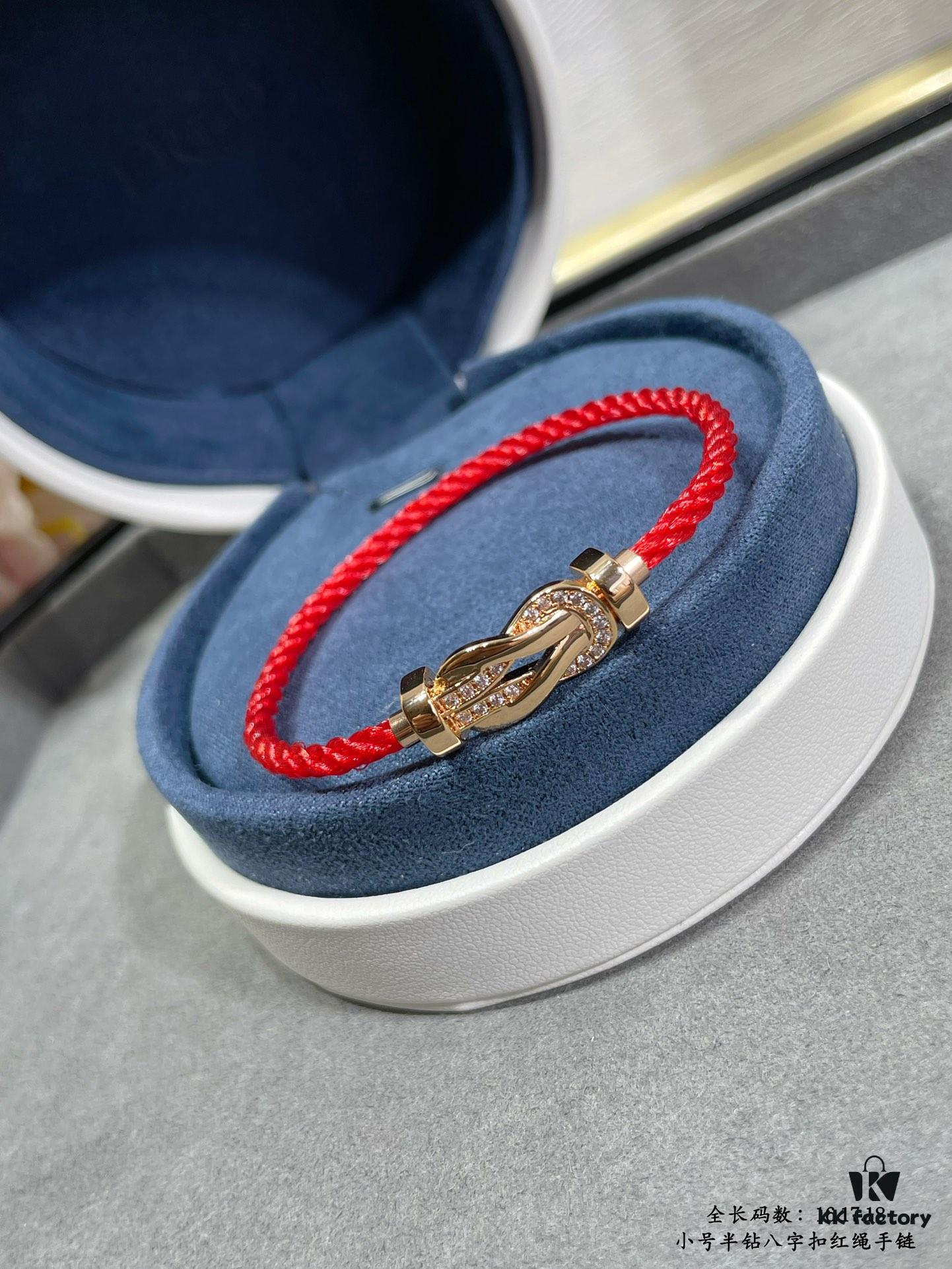 New Arrival Fred-inspired Small Full Diamond Infinity Red String Bracelet, Luxury 18K Gold Plated, Precision Micro-pavé, Must-have Fashion Accessory for Trendsetters