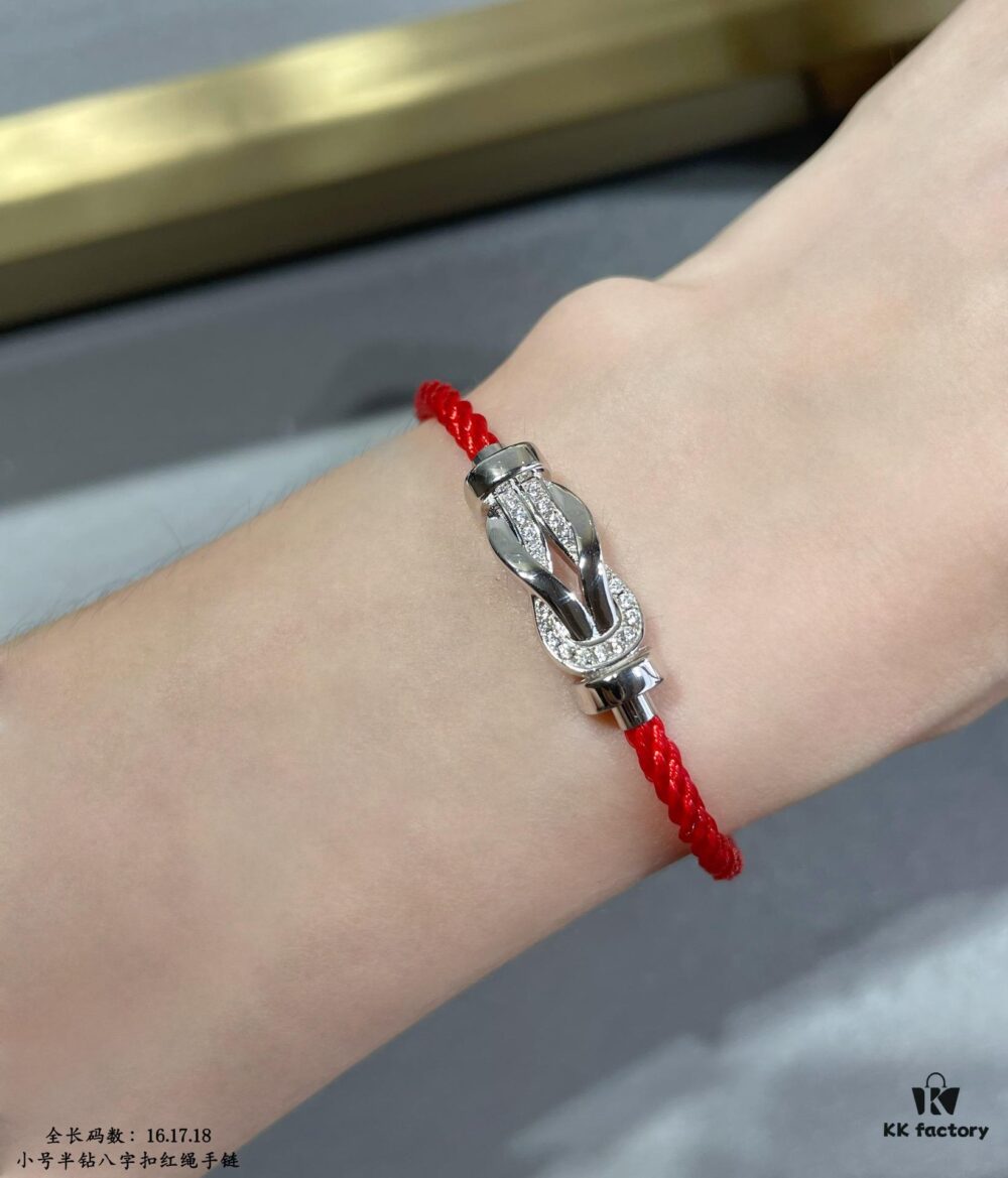 New Arrival Fred-inspired Small Full Diamond Infinity Red String Bracelet, Luxury 18K Gold Plated, Precision Micro-pavé, Must-have Fashion Accessory for Trendsetters