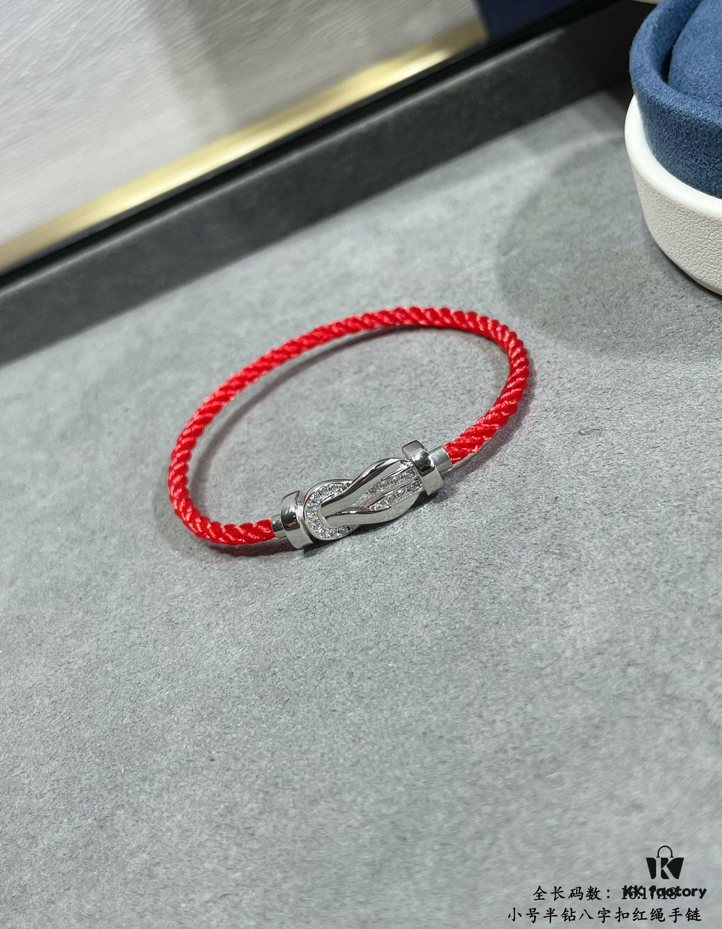 New Arrival Fred-inspired Small Full Diamond Infinity Red String Bracelet, Luxury 18K Gold Plated, Precision Micro-pavé, Must-have Fashion Accessory for Trendsetters