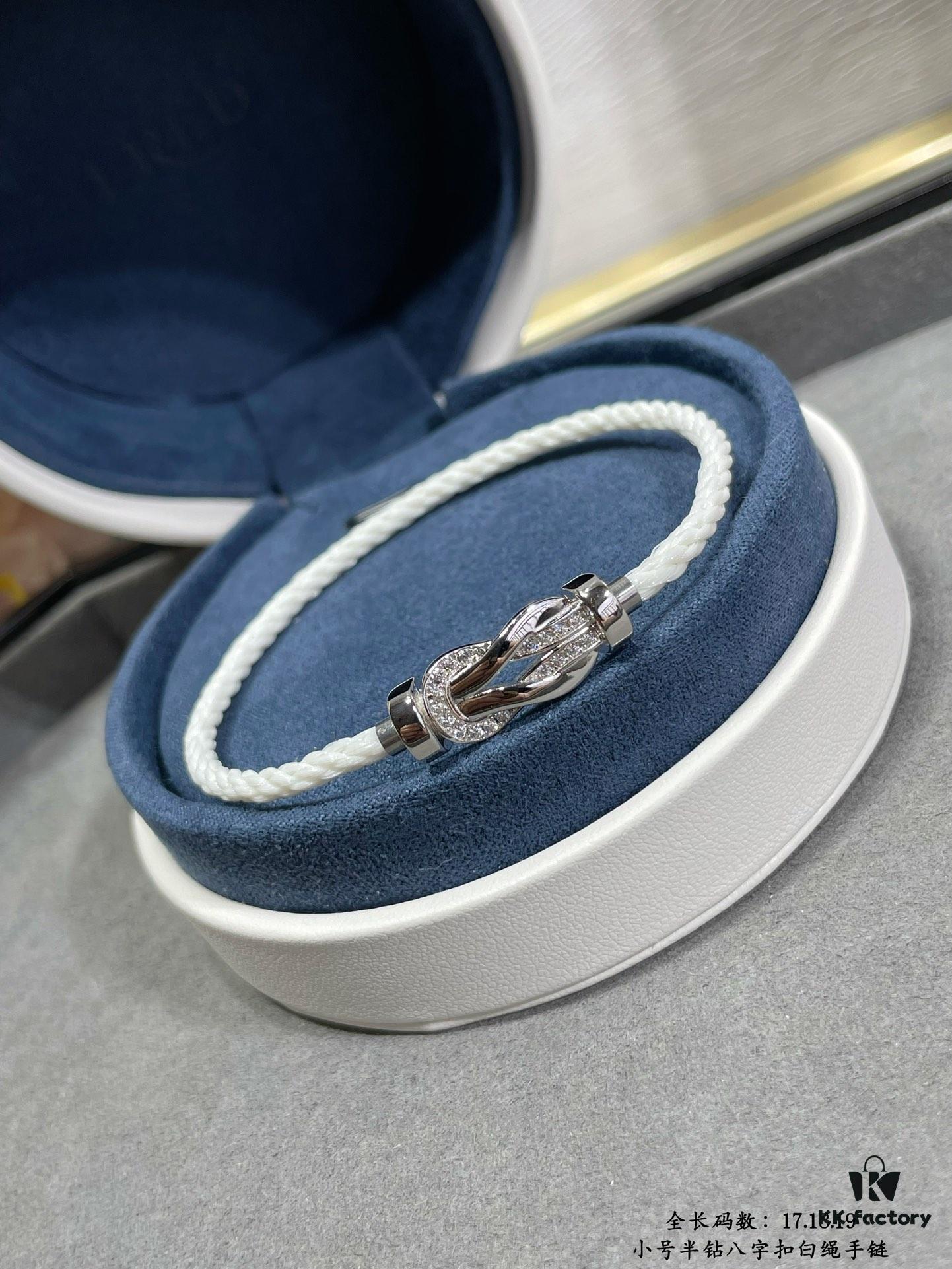 New Arrival❤️ Fred-inspired Small Half-diamond Infinity Knot White Rope Bracelet👉🏻 Luxury Fashion Exquisite 💠⭐️ High-end Customized – Thickened 18K Gold Plated Craft, Precision Micro-inlay, Must-have for Influencers and Trendsetters