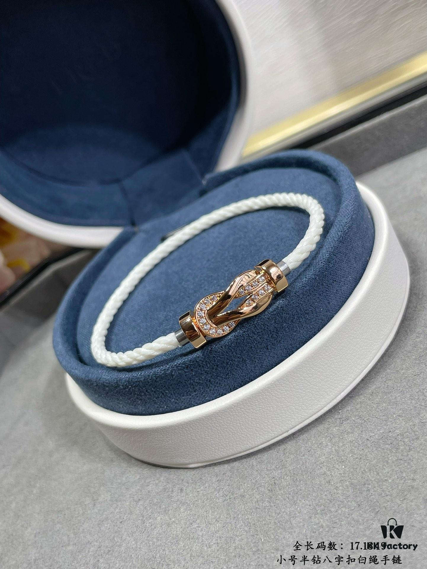 New Arrival❤️ Fred-inspired Small Half-diamond Infinity Knot White Rope Bracelet👉🏻 Luxury Fashion Exquisite 💠⭐️ High-end Customized – Thickened 18K Gold Plated Craft, Precision Micro-inlay, Must-have for Influencers and Trendsetters