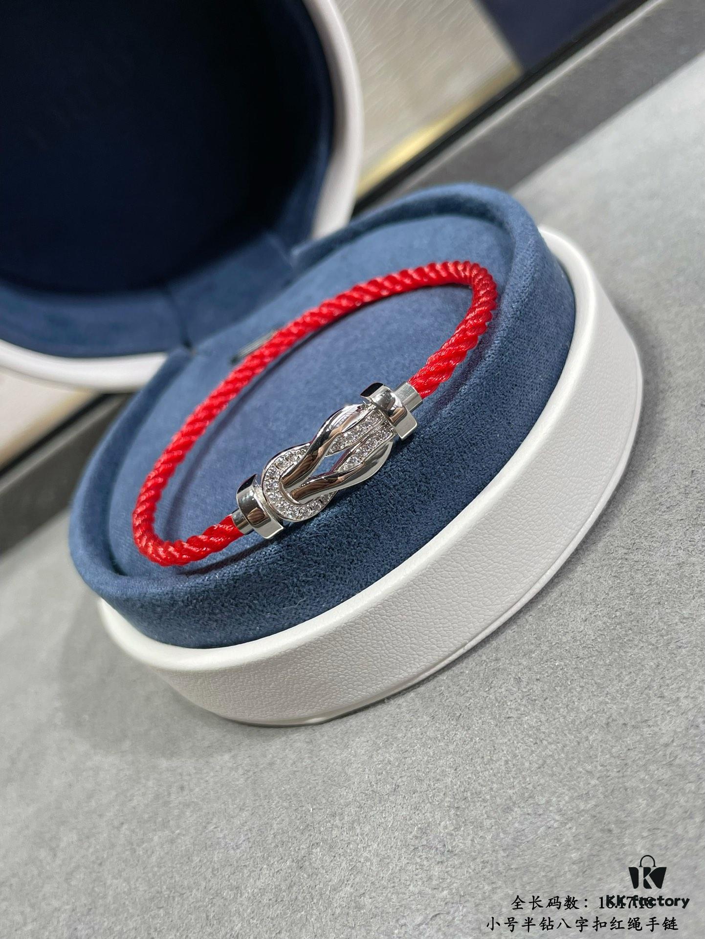 New Arrival Fred-inspired Small Full Diamond Infinity Red String Bracelet, Luxury 18K Gold Plated, Precision Micro-pavé, Must-have Fashion Accessory for Trendsetters