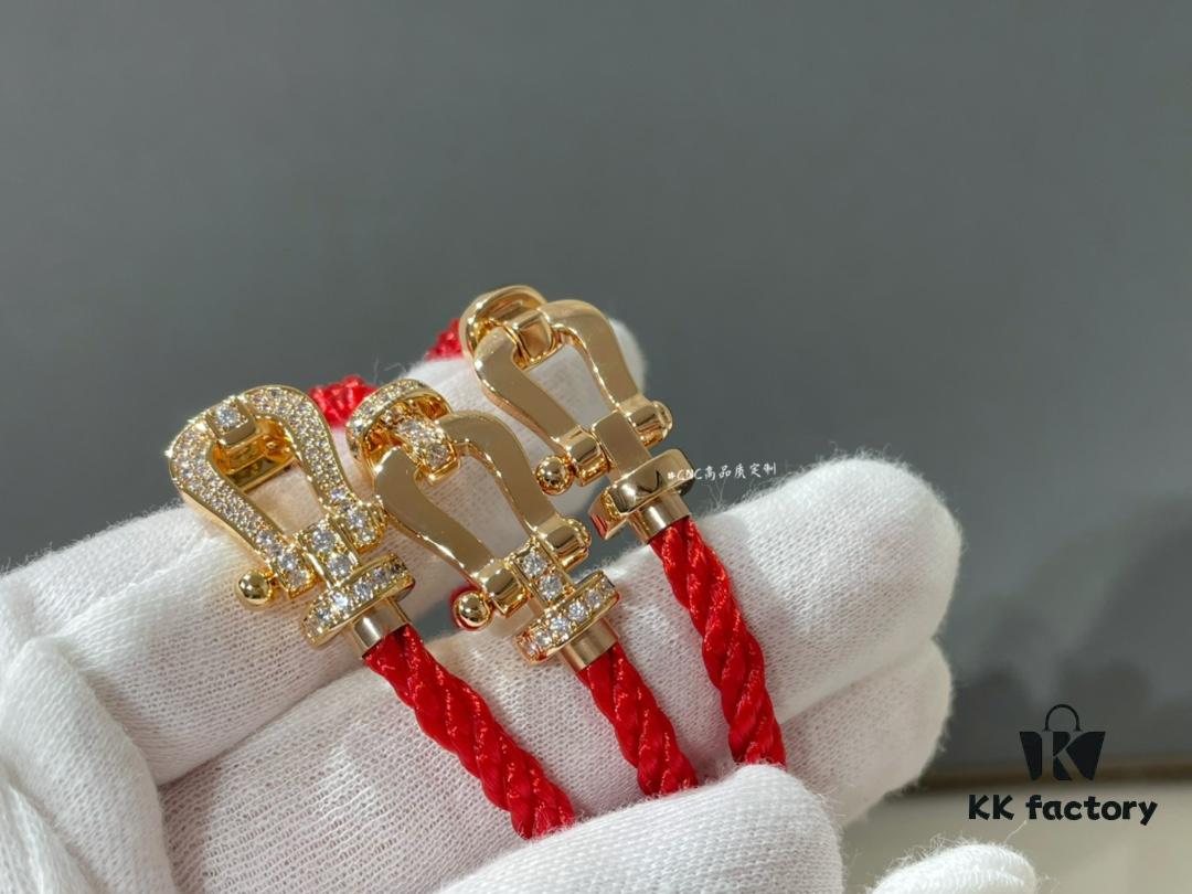 Fred FRED Large Rose Gold Horsehoof Clasp, Thick Gold Hand-Set High Quality