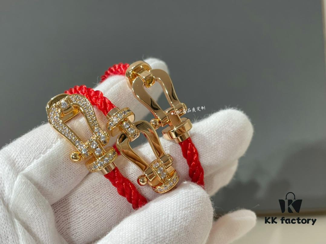 Fred FRED Large Rose Gold Horsehoof Clasp, Thick Gold Hand-Set High Quality