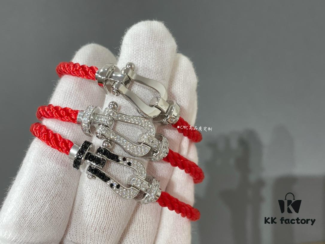 Fred FRED Large White Gold Horse Hoof Clasp, Thick Gold Hand-Inlaid High Quality