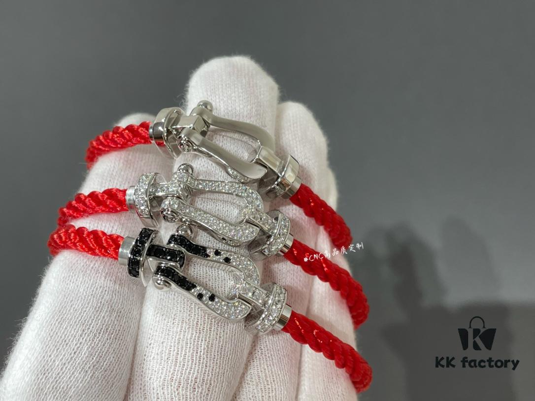 Fred FRED Large White Gold Horse Hoof Clasp, Thick Gold Hand-Inlaid High Quality