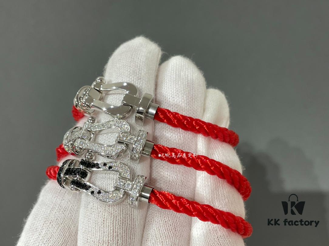 Fred FRED Large White Gold Horse Hoof Clasp, Thick Gold Hand-Inlaid High Quality