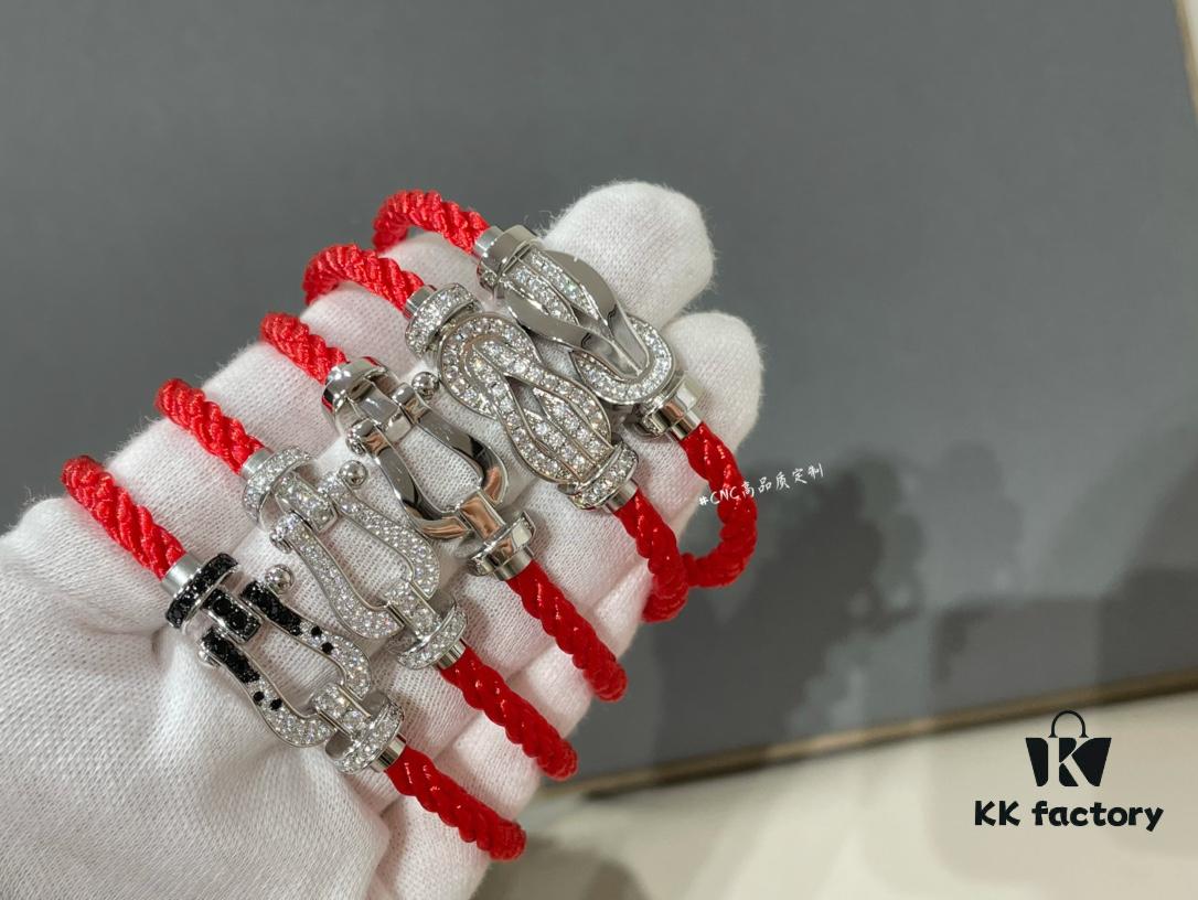 Fred FRED Large White Gold Horse Hoof Clasp, Thick Gold Hand-Inlaid High Quality